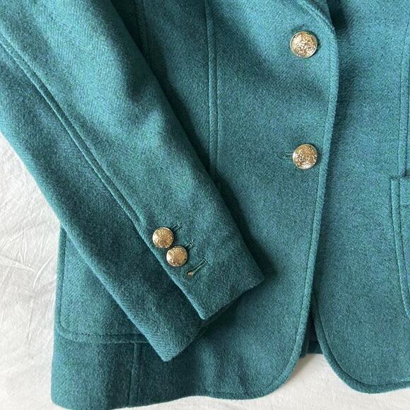 NWOT Talbots Teal Blue wool classic Blazer with gold buttons size 2 S-M - Picture 4 of 7